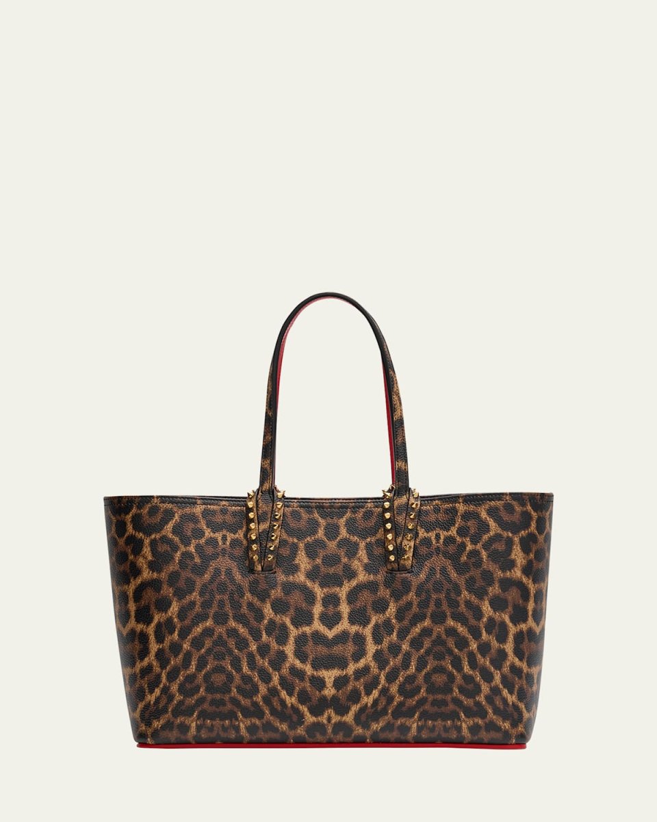 Cabata Small Leopard-Print Leather Tote Bag